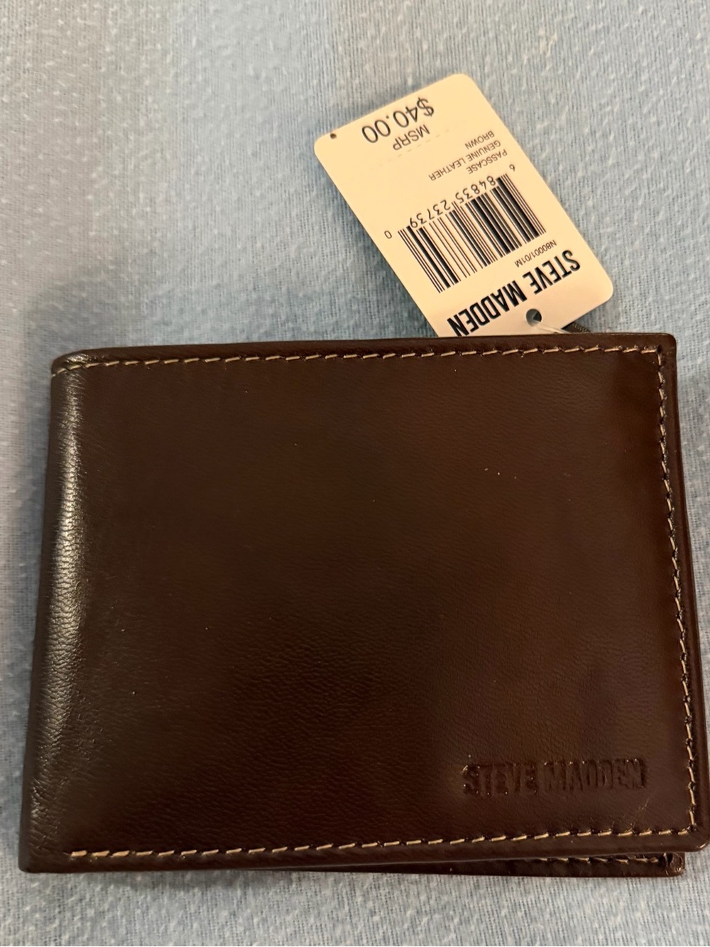 Steve Madden Men's Brown Leather Bifold Wallet